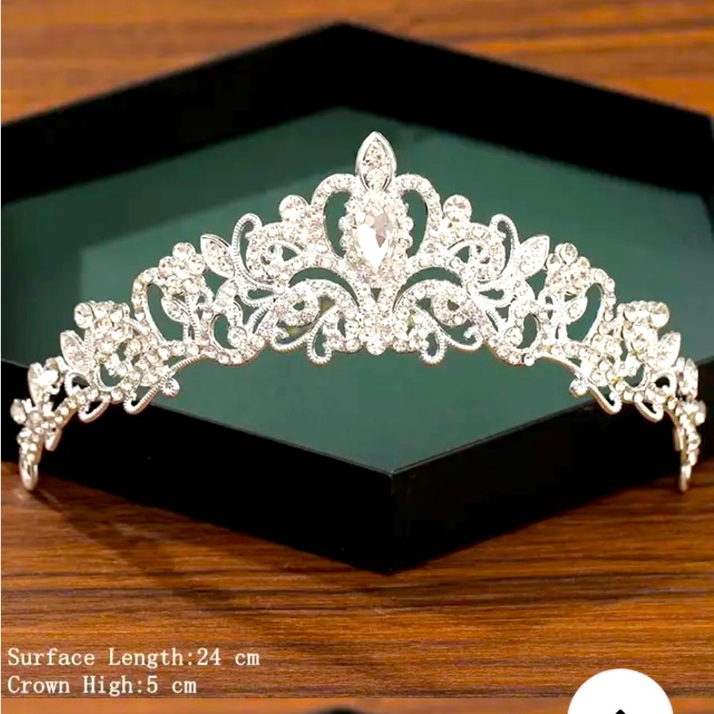 *HOST PICK * Crown tiara headband rhinestone -steel/solid